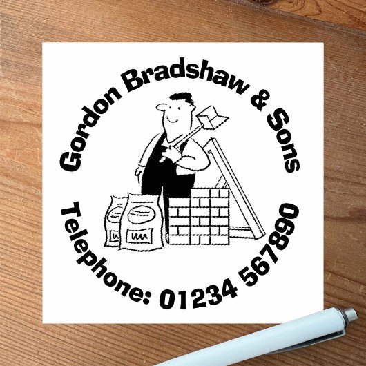 House Builder met bouwmaterialen. Rubberstempel