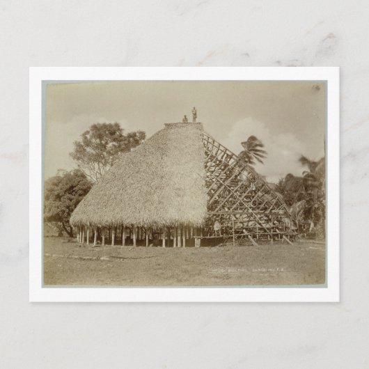 House Building in Samoa, c.1875 (sepia foto) Briefkaart (Voorkant)