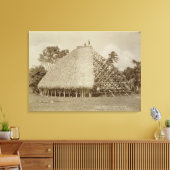 House Building in Samoa, c.1875 (sepia foto) Canvas Afdruk (Insitu (Woonkamer))