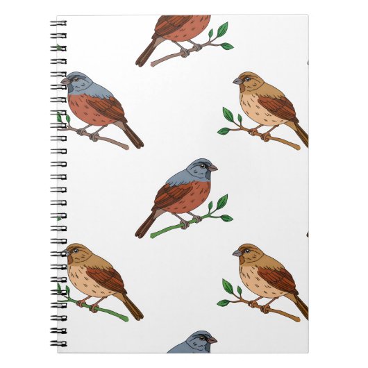House Bunting Bird Pattern - Seamless Nature Desig Notitieboek (Voorkant)
