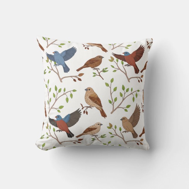 House Bunting Birds Square patroon Kussen (Voorkant)