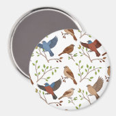 House Bunting Birds Square Pattern Magneet (Voorkant / Achterkant)
