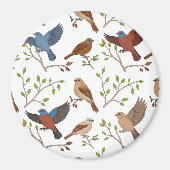House Bunting Birds Square Pattern Magneet (Voorkant)