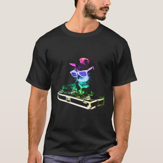 House Cat Rainbow Dj Cat Kat T-shirt (Voorkant)