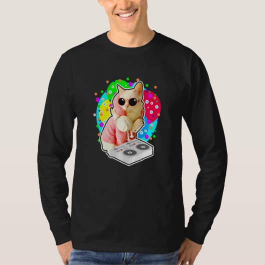 House Cat Rainbow Dj Cute Kat T-shirt (Voorkant)