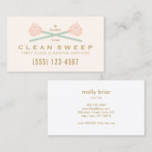 House Cleaner Cleaning Services Crossed Pink Mops Visitekaartje (Voorkant / Achterkant)