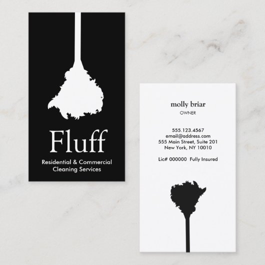 House Cleaner Feather Duster Cleaning Service Visitekaartje (Voorkant / Achterkant)