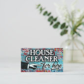 House Cleaner for Hire Visitekaartjes - Blue Red (Staand voorkant)