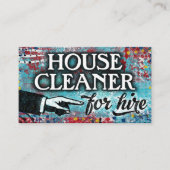 House Cleaner for Hire Visitekaartjes - Blue Red (Voorkant)