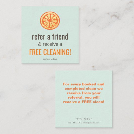 House Cleaner Klantenverwijzing Kaart (Voorkant / Achterkant)