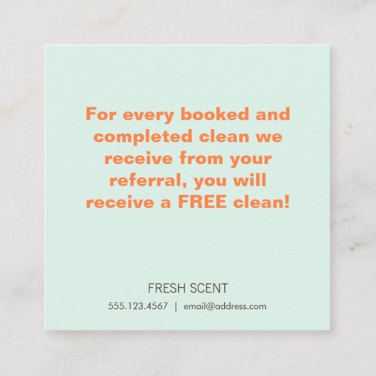 House Cleaner Klantenverwijzing Kaart (Achterkant)