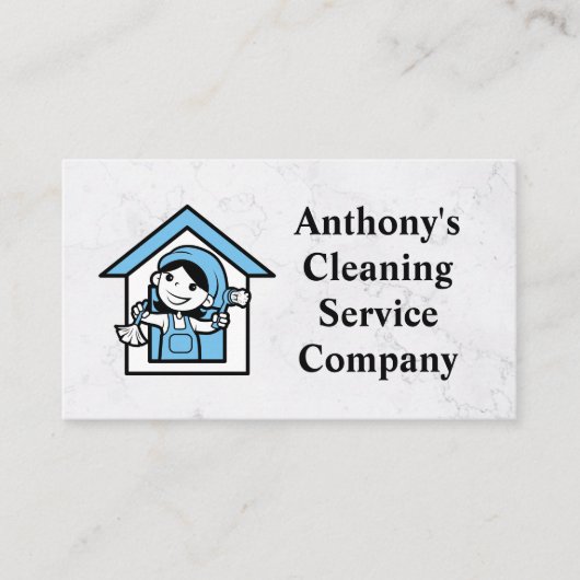 House Cleaner Mascot Logo | Maid Services Visitekaartje (Voorkant)