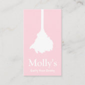 House Cleaner Pink Feather Duster Cleaning Service Visitekaartje (Voorkant)