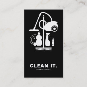 House Cleaner Zwart-wit schoonmaakservice Visitekaartje