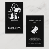 House Cleaner Zwart-wit schoonmaakservice Visitekaartje (Voorkant / Achterkant)
