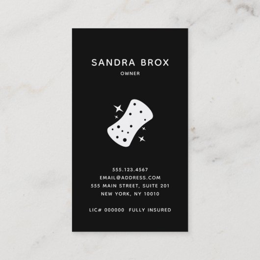 House Cleaner Zwart-wit schoonmaakservice Visitekaartje (Achterkant)