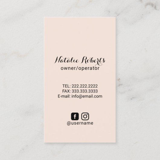 House Cleaning Blush Pink Silver House Keeping Visitekaartje (Achterkant)