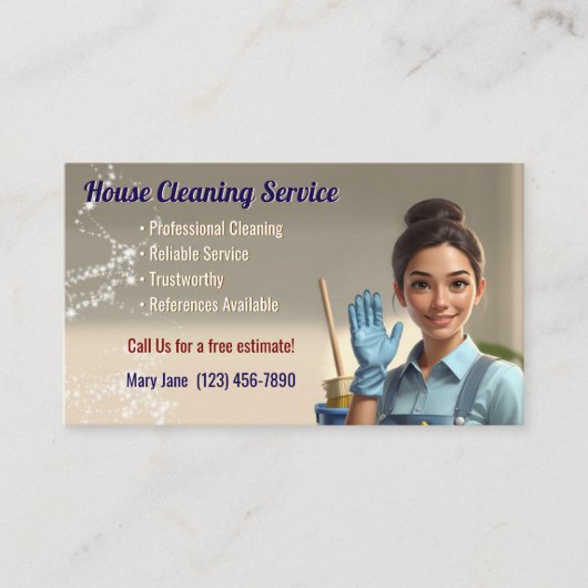 House Cleaning Business Cards Visitekaartje (Voorkant)