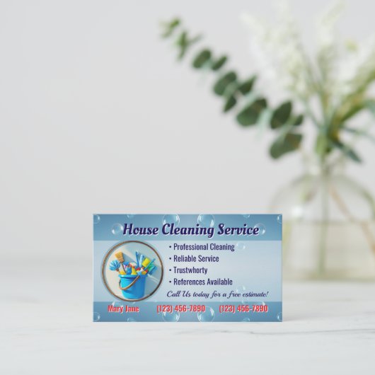 House Cleaning Business Cards Visitekaartje (Staand voorkant)
