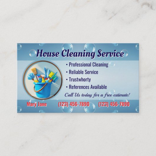 House Cleaning Business Cards Visitekaartje (Voorkant)
