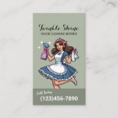 House Cleaning Elegant Sage Green Maid Service Visitekaartje (Voorkant)