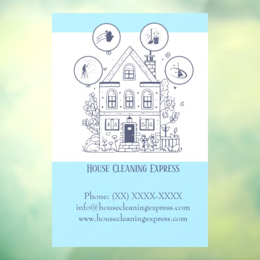 House Cleaning Express Raamsticker (Vel 3)