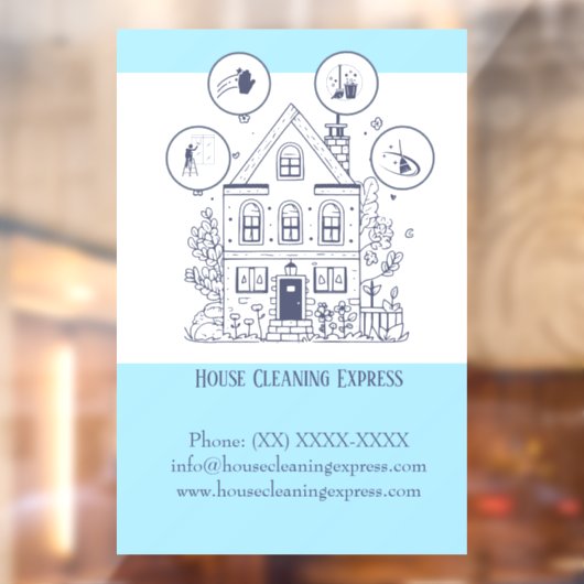 House Cleaning Express Raamsticker (Vel 2)