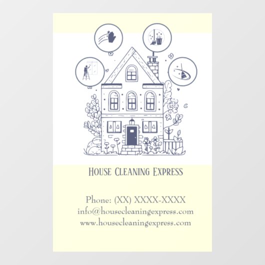 House Cleaning Express Raamsticker (Vel)
