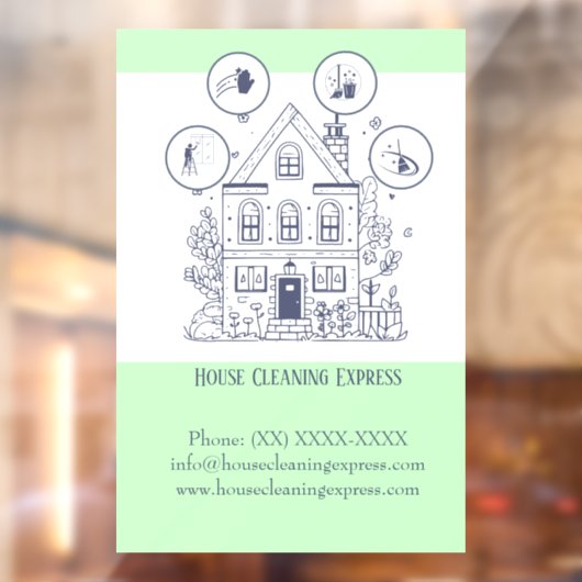 House Cleaning Express Raamsticker (Vel 2)
