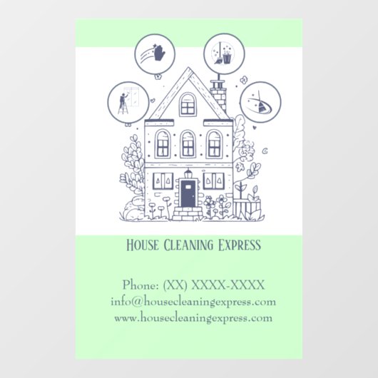 House Cleaning Express Raamsticker (Vel)