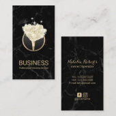 House Cleaning Gold Feather Duster Black Marble Visitekaartje (Voorkant / Achterkant)