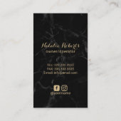 House Cleaning Gold Feather Duster Black Marble Visitekaartje (Achterkant)