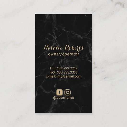 House Cleaning Gold Feather Duster Black Marble Visitekaartje (Achterkant)