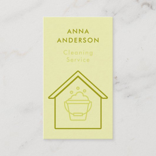House Cleaning Home Services Minimal Green Visitekaartje (Voorkant)