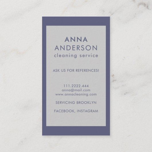 House Cleaning Home Services Minimal Simple Purple Visitekaartje (Achterkant)