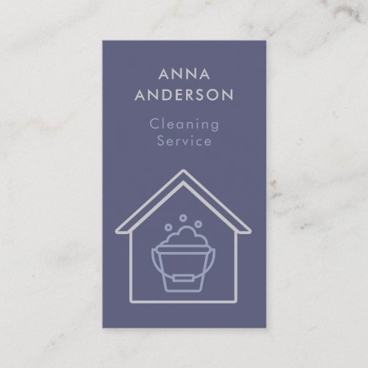 House Cleaning Home Services Minimal Simple Purple Visitekaartje (Voorkant)