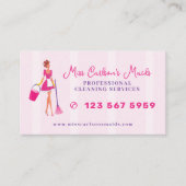House cleaning housekeeper maid service pink  visitekaartje (Voorkant)