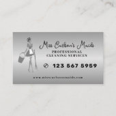 House cleaning housekeeper maid service silver visitekaartje (Voorkant)