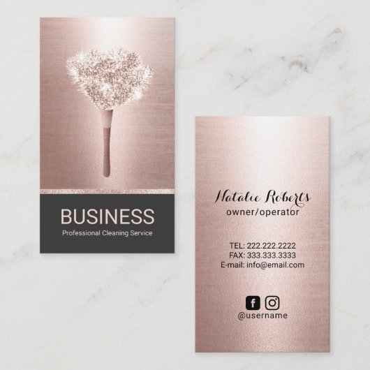 House Cleaning Housekeeping Roos Gold Maid Service Visitekaartje (Voorkant / Achterkant)