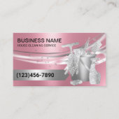 House Cleaning Housekeeping Service Modern Pink Visitekaartje (Voorkant)