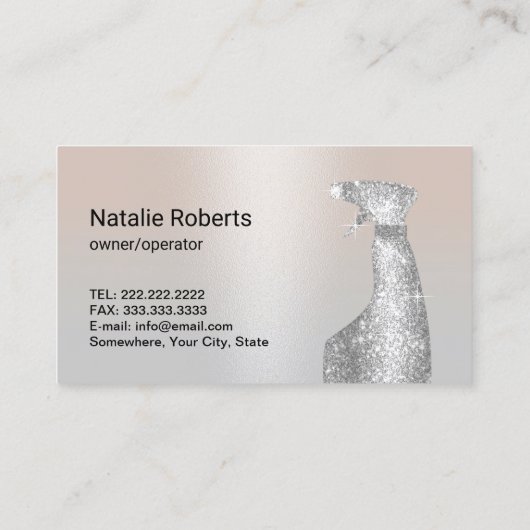 House Cleaning Housekeeping Service Modern Silver Visitekaartje (Achterkant)