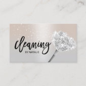 House Cleaning Housekeeping Service Modern Silver Visitekaartje (Voorkant)