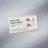House Cleaning Icons | Achtergrond geschikt hout Magnetisch Visitekaartje (Voorbeeld)