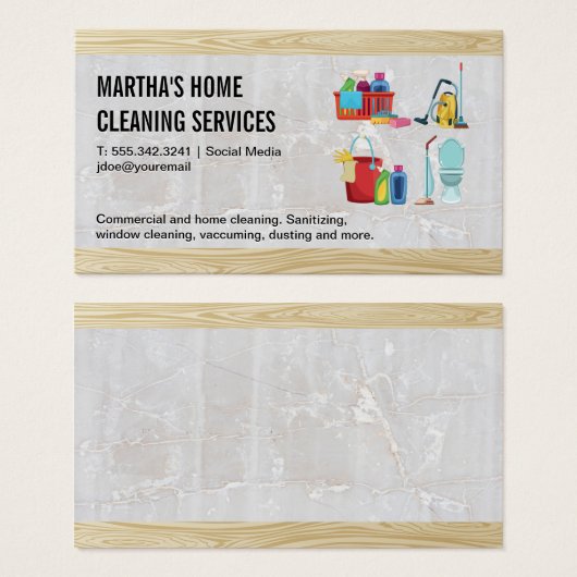 House Cleaning Icons | Achtergrond geschikt hout Visitekaartje (Voorkant /achterkant)