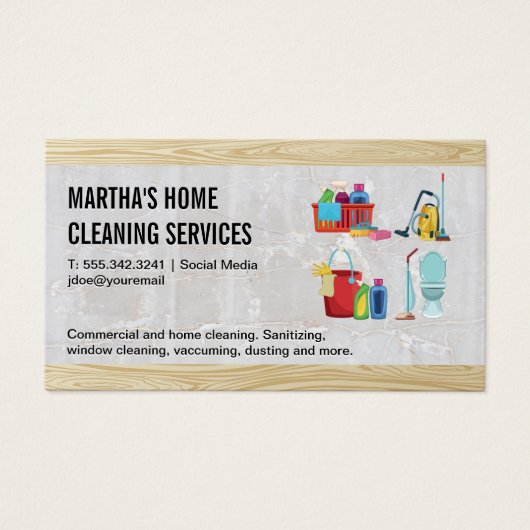 House Cleaning Icons | Achtergrond geschikt hout Visitekaartje (Voorkant)
