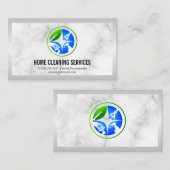House Cleaning Icons | Achtergrond marmer Metal Visitekaartje (Voorkant / Achterkant)