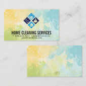 House Cleaning Icons | Achtergrond Waterverf Visitekaartje (Voorkant / Achterkant)