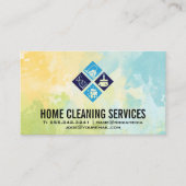 House Cleaning Icons | Achtergrond Waterverf Visitekaartje (Voorkant)