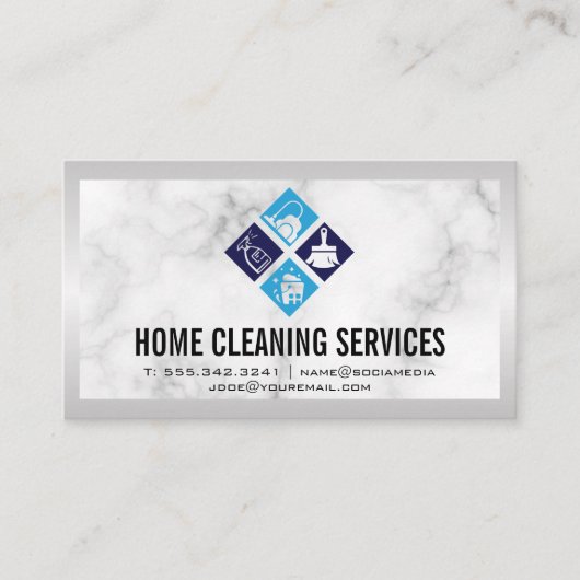 House Cleaning Icons | Marmer Visitekaartje (Voorkant)