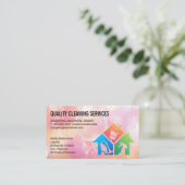 House Cleaning Icons | Zeepbellen Visitekaartje (Staand voorkant)